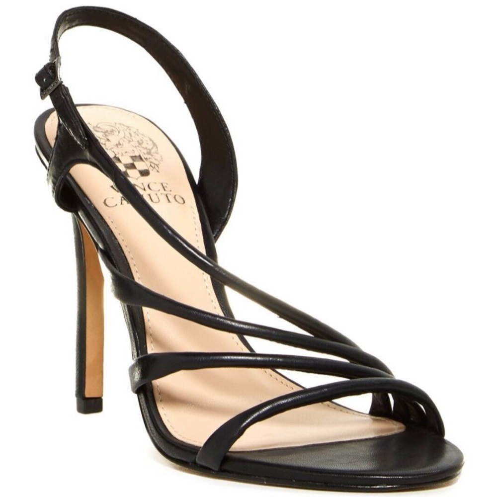 VINCE CAMUTO TIERNAN STRAPPY ASYMMETRICAL HIGH HEEL SANDAL Size 6.5 VC-Tiernan
